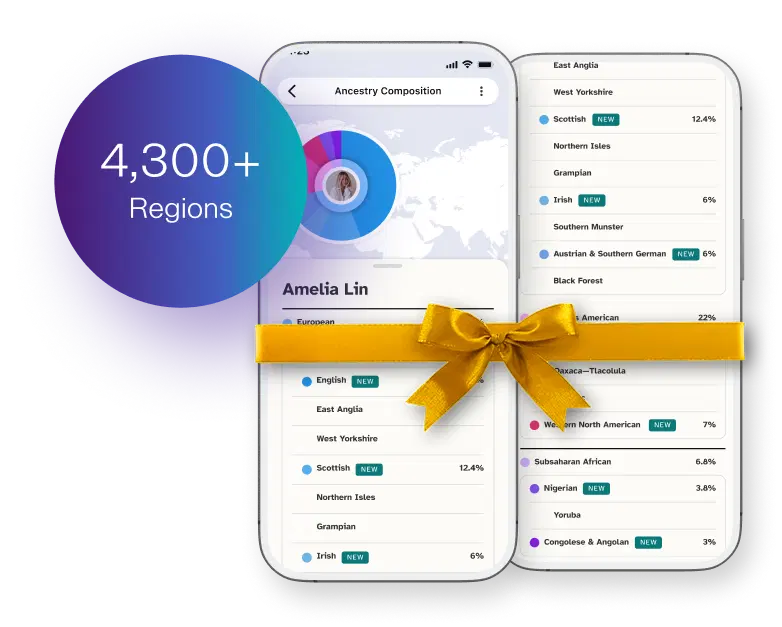 App screens with regions and ancestry